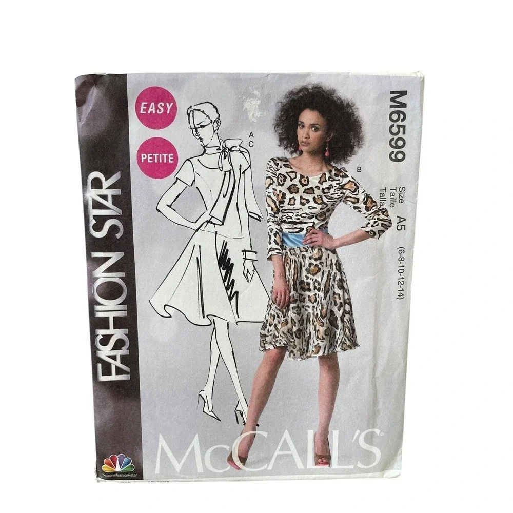 McCALL'S M6599 Petite Misses' Dresses Scarf Sewing Pattern‎ Size 6-14